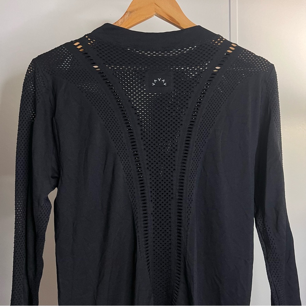 Varley Black Fitted Seamless Cut Out Long Sleeve Top